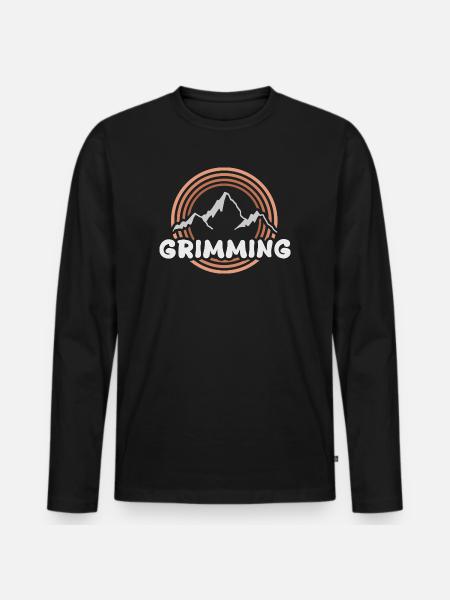 Grimming Mountain Panorama Retro Sunrise - Men's Premium Organic Long Sleeve Shirt - black