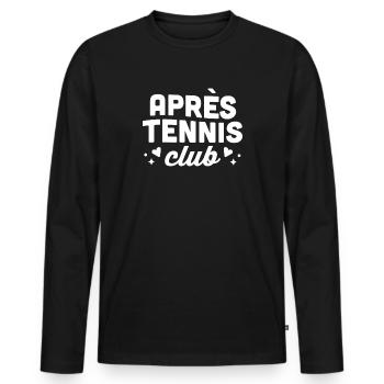Apres tennis club after party - Men's Premium Organic Long Sleeve Shirt - black - Front - Nico (187cm)