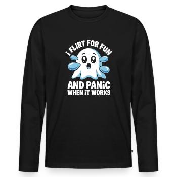 I Flirt For Fun Dating Flirt Anmachspruch Single - Men's Premium Organic Long Sleeve Shirt - black - Front - Nico (187cm)