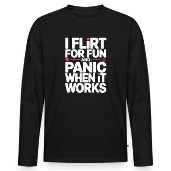 I Flirt For Fun Dating Flirt Anmachspruch Single - Men's Premium Organic Long Sleeve Shirt - black - Front - Nico (187cm)