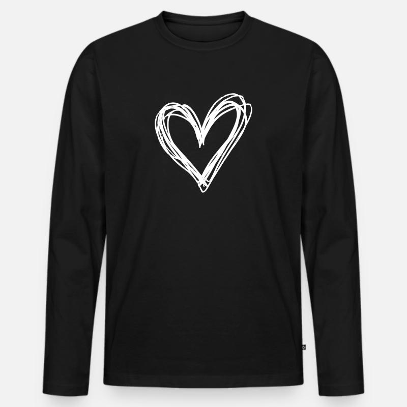 Herz - Männer Premium Bio Langarmshirt - Schwarz
