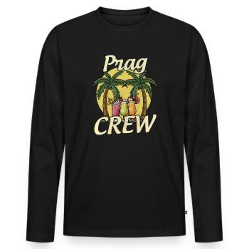Prag Crew - Männer Premium Bio Langarmshirt - Schwarz - Vorne - Nico (187cm)
