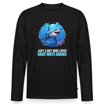 Great White Shark Great White Shark - Men's Premium Organic Long Sleeve Shirt - black - Front - Nico (187cm)