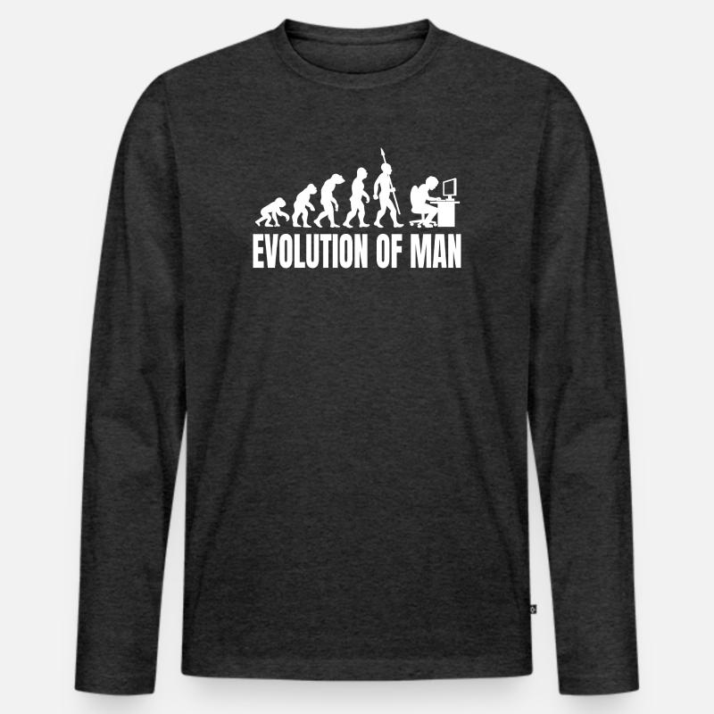 Programmer Computer Freak Evolution Retro Men's Premium Organic Long Sleeve Shirt