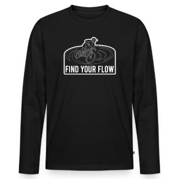 E-MTB Rider Find Your Flow Line Art - Men's Premium Organic Long Sleeve Shirt - black - Front - Nico (187cm)