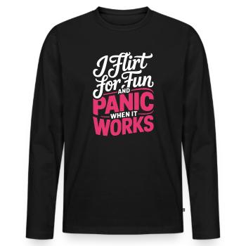 I Flirt For Fun Dating Flirt Anmachspruch Single - Men's Premium Organic Long Sleeve Shirt - black - Front - Nico (187cm)
