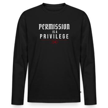 La permission est un privilège – Dynamiques d’autorité - T-shirt manches longues Premium bio Homme - noir - Devant - Nico (187cm)