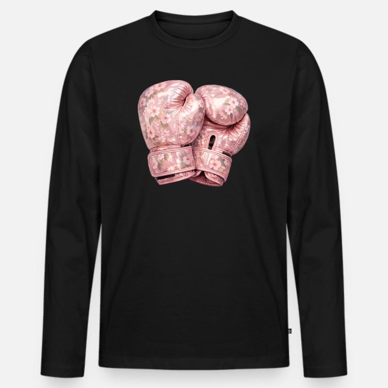 Blumen-Boxhandschuhe - Männer Premium Bio Langarmshirt - Schwarz