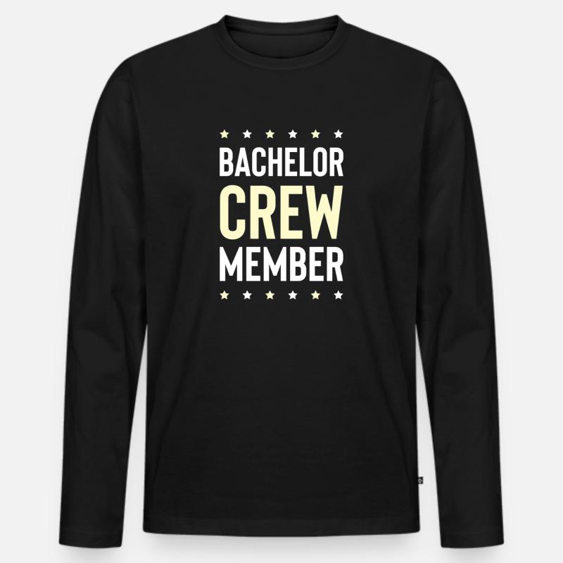 Bachelor Crew - Männer Premium Bio Langarmshirt - Schwarz