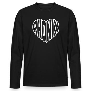 Silhouette en forme de phénix en lettres en forme de cœur - T-shirt manches longues Premium bio Homme - noir - Devant - Nico (187cm)