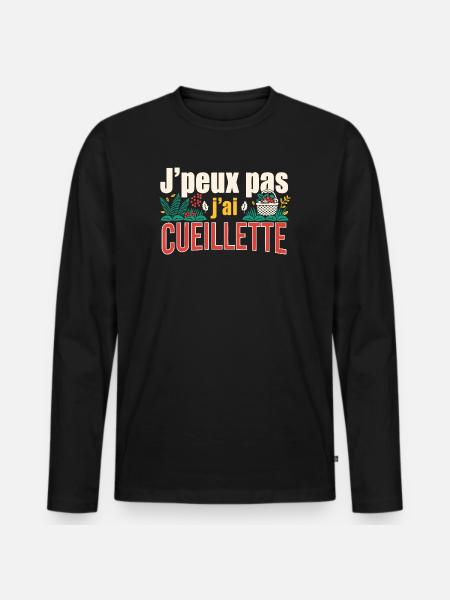 J'peux pas j'ai cueillette - T-shirt manches longues Premium bio Homme - noir