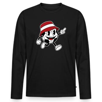 Austria Football Fan Retro Comic Mascot - Men's Premium Organic Long Sleeve Shirt - black - Front - Nico (187cm)