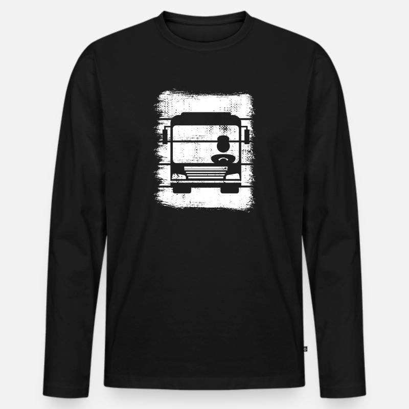 Retro Busfahrer - Männer Premium Bio Langarmshirt - Schwarz