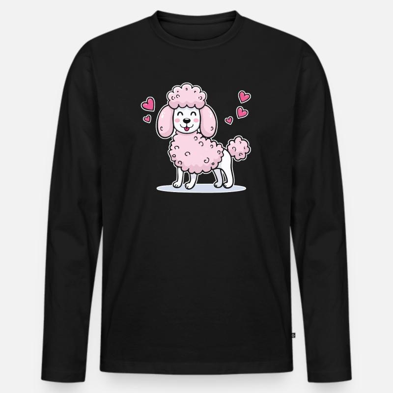 Rosa Pudel (Comic) - Männer Premium Bio Langarmshirt - Schwarz