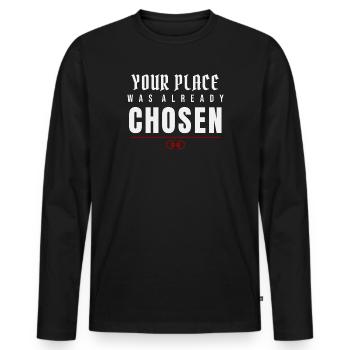 Your Place Was Already Chosen – Power Exchange - Men's Premium Organic Long Sleeve Shirt - black - Front - Nico (187cm)
