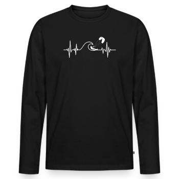Heartbeat EKG Pulse Kitesurfing Surfer Gift - T-shirt manches longues Premium bio Homme - noir - Devant - Nico (187cm)