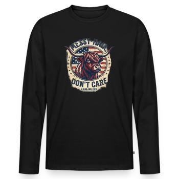 Messy Hair Highland Cow Americana - Männer Premium Bio Langarmshirt - Schwarz - Vorne - Nico (187cm)