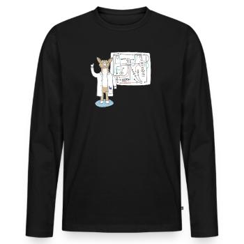 Lama as scientist explains connections - Men's Premium Organic Long Sleeve Shirt - black - Front - Nico (187cm)