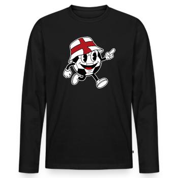 Mascotte rétro de bande dessinée pour fans de football anglais - T-shirt manches longues Premium bio Homme - noir - Devant - Nico (187cm)