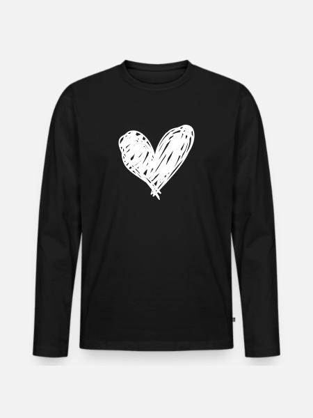 Hand Drawn Heart Love Icon - Men's Premium Organic Long Sleeve Shirt - black