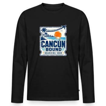 Strandurlaubsgeschenke, bald Boarding Richtung Cancun - Männer Premium Bio Langarmshirt - Schwarz - Vorne - Nico (187cm)