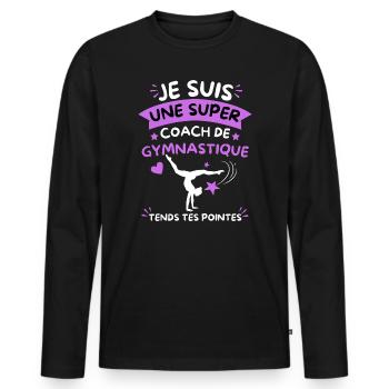 Super Coach Gymnastique Tends Tes Pointes - T-shirt manches longues Premium bio Homme - noir - Devant - Nico (187cm)