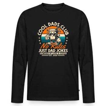Club des papas cool - Cadeau de la fête des pères 2026 - T-shirt manches longues Premium bio Homme - noir - Devant - Nico (187cm)