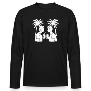 Silhouette de plage de vacances - T-shirt manches longues Premium bio Homme - noir - Devant - Nico (187cm)