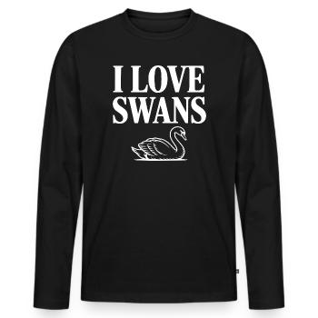 Ich liebe Schwäne - Männer Premium Bio Langarmshirt - Schwarz - Vorne - Nico (187cm)