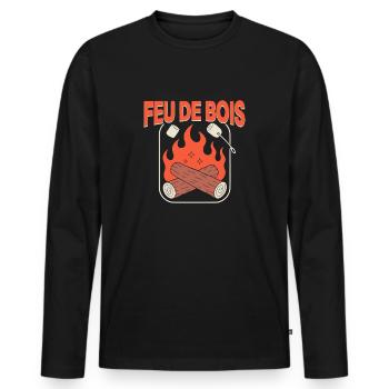 Feu de Bois et Guimauves - T-shirt manches longues Premium bio Homme - noir - Devant - Nico (187cm)