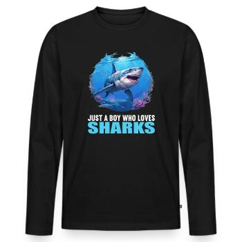 Sharks Shark - Men's Premium Organic Long Sleeve Shirt - black - Front - Nico (187cm)