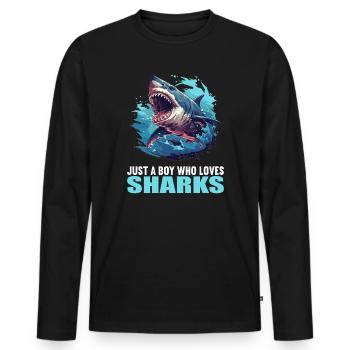 Sharks Shark - Men's Premium Organic Long Sleeve Shirt - black - Front - Nico (187cm)