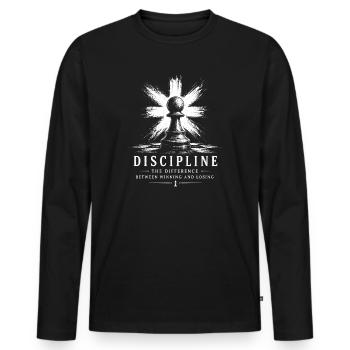 Motif des échecs disciplinaires - T-shirt manches longues Premium bio Homme - noir - Devant - Nico (187cm)