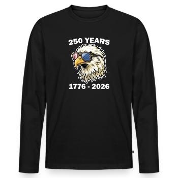 250 Jahre USA Eagle mit Flaggenbrille - Männer Premium Bio Langarmshirt - Schwarz - Vorne - Nico (187cm)