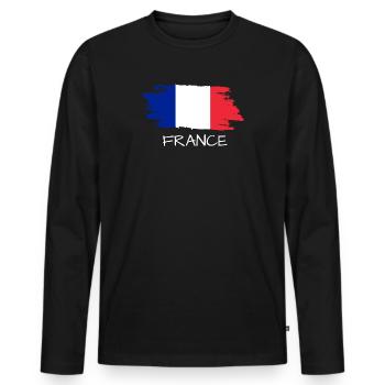 Drapeau français - T-shirt manches longues Premium bio Homme - noir - Devant - Nico (187cm)