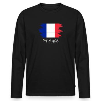Drapeau français - T-shirt manches longues Premium bio Homme - noir - Devant - Nico (187cm)