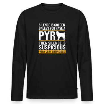 Pyrenäenhund - Männer Premium Bio Langarmshirt - Schwarz - Vorne - Nico (187cm)
