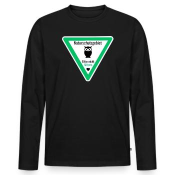 Naturschutzgebiet Nachteule Bitte nicht füttern - Männer Premium Bio Langarmshirt - Schwarz - Vorne - Nico (187cm)