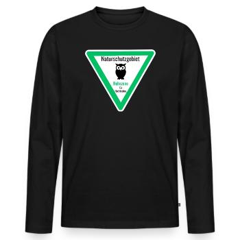 Naturschutzgebiet Ruhezone für Nachteulen - Männer Premium Bio Langarmshirt - Schwarz - Vorne - Nico (187cm)