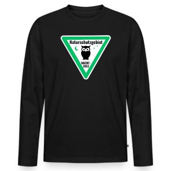 Naturschutzgebiet Nachteule - Männer Premium Bio Langarmshirt - Schwarz - Vorne - Nico (187cm)