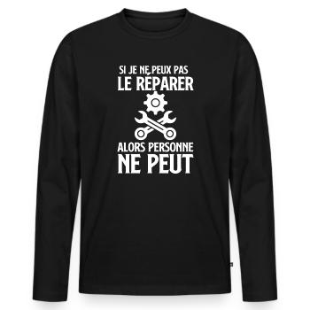 Si je peux pas le réparer - T-shirt manches longues Premium bio Homme - noir - Devant - Nico (187cm)