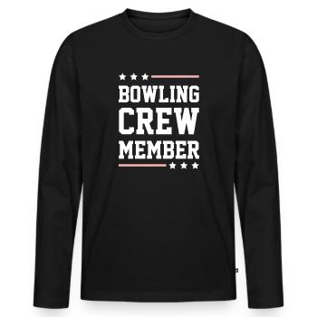 Bowling Crew - Männer Premium Bio Langarmshirt - Schwarz - Vorne - Nico (187cm)