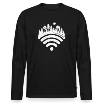 Forest WiFi Arc Silhouette - Männer Premium Bio Langarmshirt - Schwarz - Vorne - Nico (187cm)