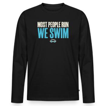 Schwimmwettkampf Schwimmmama Schwimmteam Geschenk - Männer Premium Bio Langarmshirt - Schwarz - Vorne - Nico (187cm)