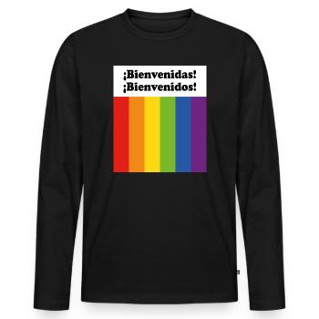 Bienvenidos Bienvenidas LGBT Welcome in Spanish - Men's Premium Organic Long Sleeve Shirt - black - Front - Nico (187cm)