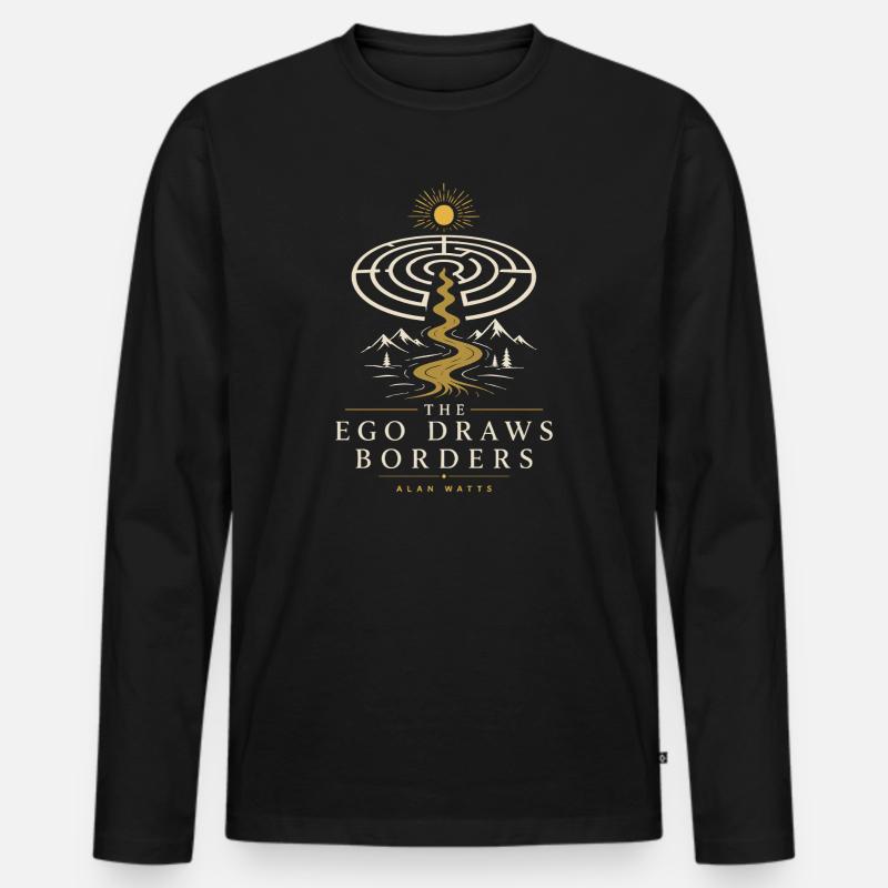 Ego-Labyrinth - Männer Premium Bio Langarmshirt - Schwarz
