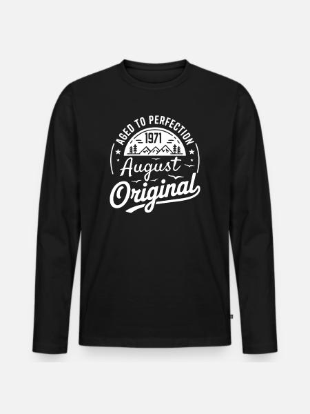 August-Originalabzeichen 1971 - Männer Premium Bio Langarmshirt - Schwarz
