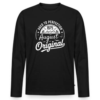Perfekt gereift im August 1975 - Männer Premium Bio Langarmshirt - Schwarz - Vorne - Nico (187cm)