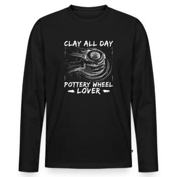 Potiers Potiers Poterie Toute la Journée - T-shirt manches longues Premium bio Homme - noir - Devant - Nico (187cm)