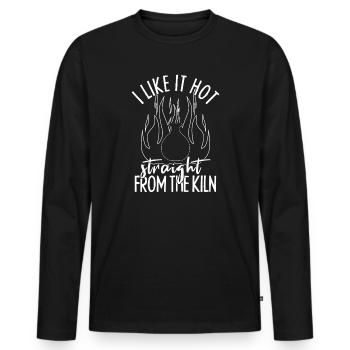 Artistes de la poterie J’aime ça Poterie chaude - T-shirt manches longues Premium bio Homme - noir - Devant - Nico (187cm)